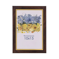 Фоторамка А6 10х15 см коричневая с золотой полоской DM 1511 06 с ножкой