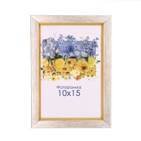 Фоторамка А6 10х15 см серебряная с золотой полоской DM 1511 258 с ножкой