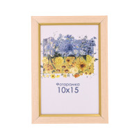 Фоторамка А6 10х15 см бежевая с золотой полоской DM 1511 45 с ножкой