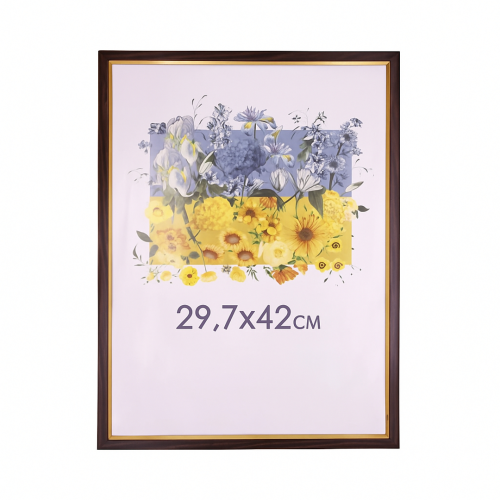 Фоторамка А3 29,7x42 см коричневая с золотой полоской DM 1511 06