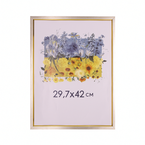 Фоторамка А3 29,7x42 см серебряная с золотой полоской DM 1511 258