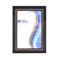 Фоторамка А6 10х15 см черная с золотой полоской 1716 1112 с ножкой