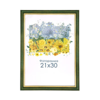 Фоторамка А4 21х30 см зеленая с золотой полоской 1716 2768 5 с ножкой