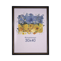 Фоторамка А3 30х40 см черная с золотой полоской 1716 1112