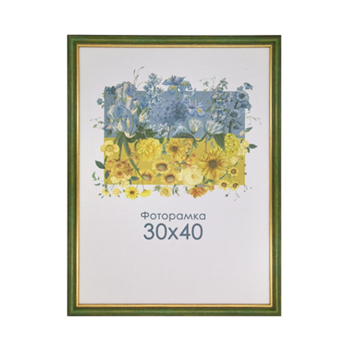 Фоторамка А3 30х40 см зеленая с золотой полоской 1716 2768