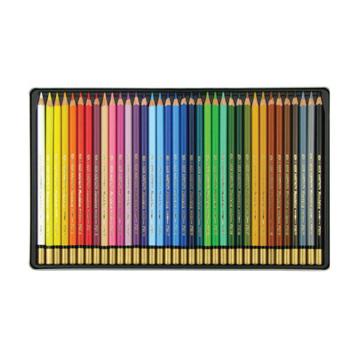 Набор акварельных цветных карандашей 36 шт Mondeluz Koh-I-Noor в металлическом пенале