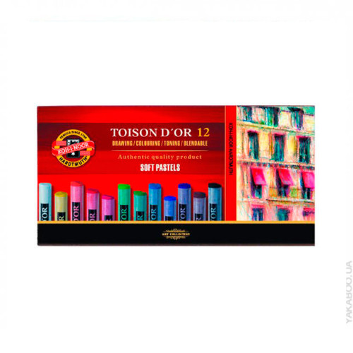 Набор сухой художественной пастели TOISON D`OR, Koh-I-Noor в картонной коробке, 12 шт