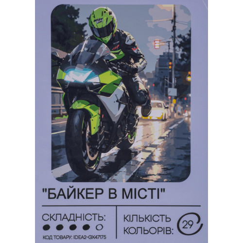 Картина по номерам с красками 40х50 см Байкер в городе GX47175, 99IDEAS