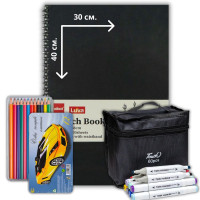 Подарочный набор для рисования (маркеры 60, карандаши 12, Скетчбук А3) ХЛ Подарочный набор для рисования (маркеры 60, карандаши 12, Скетчбук А3) ХЛ