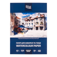 Папка бумаги для акварели А3 29,7х42см 220г/м2 20л Среднее зерно ROSA Studio Папка бумаги для акварели А3 29,7х42см 220г/м2 20л Среднее зерно ROSA Studio