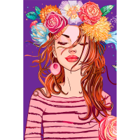 Холст бавовна на ХДФ з контуром Дівчина у вінку 20×30, акриловий ґрунт, Arteo  