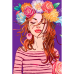 Холст хлопок на ХДФ с контуром Девушка в венке 20x30, акриловый грунт, Arteo