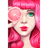 Холст хлопок на ХДФ с контуром Pink 20x30, акриловый грунт, Arteo