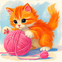 Холст бавовна на ХДФ з контуром Рудий кошеня 20×20, акриловий ґрунт, Arteo  