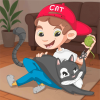 Холст хлопок на ХДФ с контуром Мальчик и котик 20x20, акриловый грунт, Arteo