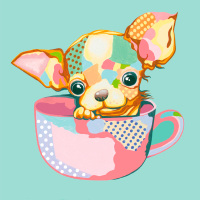 Холст бавовна на ХДФ з контуром Pop Art Puppy 20×20, акриловий ґрунт, Arteo  