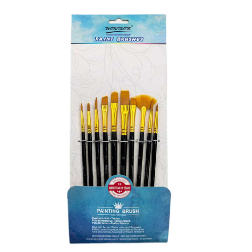 Профессиональный набор художественных кистей WORISON, 10 шт. синтетика Taklon