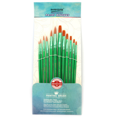 Профессиональный набор синтетических кистей для живописи WORISON Artist Pro, 12 штук