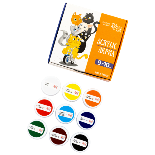 Набор детских акриловых красок Cats 9x10 мл ROSA Kids Набор детских акриловых красок Cats 9x10 мл ROSA Kids