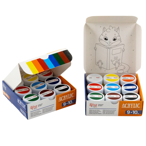 Набор детских акриловых красок Cats 9x10 мл ROSA Kids Набор детских акриловых красок Cats 9x10 мл ROSA Kids