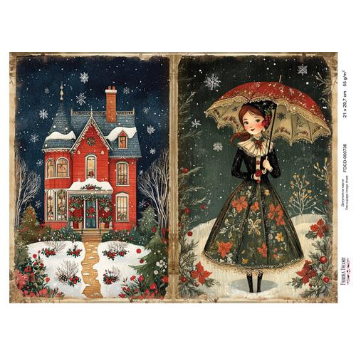 Декупажная карта Рождественская сказка №000736, 21см x 29,7см