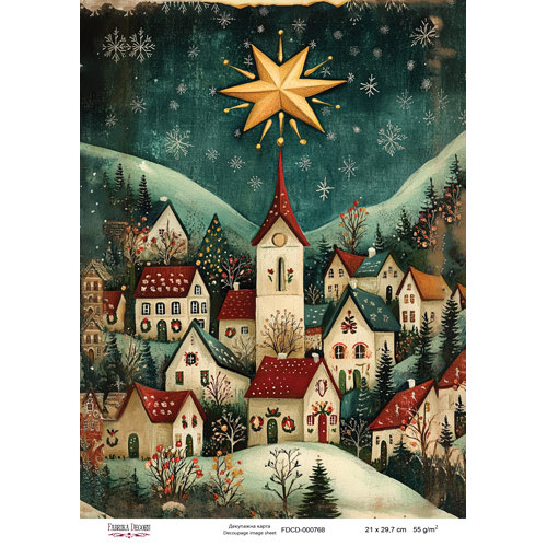 Декупажная карта Рождественская сказка №000768, 21см x 29,7см