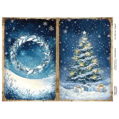 Декупажная карта Рождественская сказка №000772, 21см x 29,7см