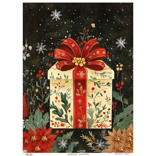 Декупажная карта Новогодгий подарок, №0859, 29,7x42см