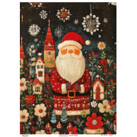 Декупажна картка Дід Мороз на темному тлі, №0860, 29,7×42 см  