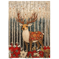 Декупажна картка Олень у березовому гаю, №0864, 29,7×42 см  