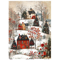 Декупажна картка Зима в місті, №0866, 29,7×42 см  