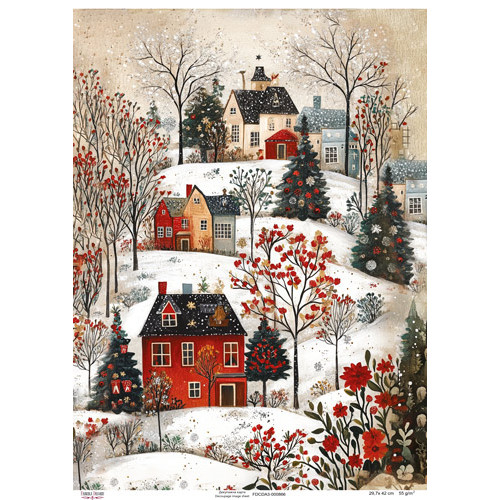 Декупажная карта Зима в городе, №0866, 29,7x42см