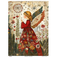 Декупажная карта Рождественский ангел в этно стиле, №0873, 29,7x42см