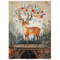 Декупажная карта Рождественский олень, №0877, 29,7x42см