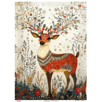Декупажная карта Рождественский олень-1, №0879, 29,7x42см