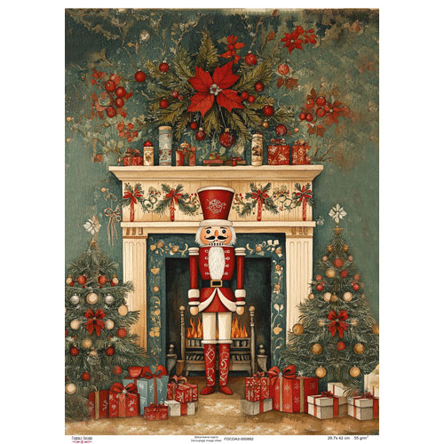 Декупажная карта Щелкунчик у камина, №0882, 29,7x42см