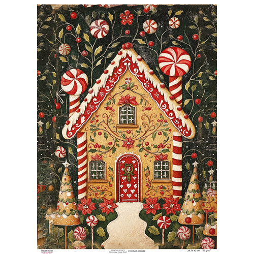 Декупажная карта Пряничный домик, №0883, 29,7x42см