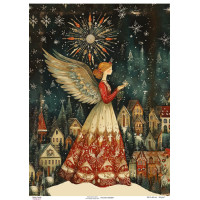 Декупажная карта Рождественский ангел под звездой, №0884, 29,7x42см