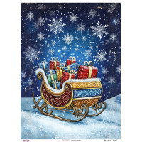 Декупажная карта Санки с подарками, №0887, 29,7x42см