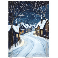 Декупажна картка Зимова ніч у селі, №0892, 29,7×42 см  
