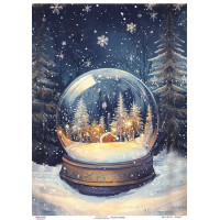 Декупажна картка Снігова куля та зимовий ліс, №0895, 29,7×42 см  