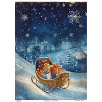 Декупажна картка Санки з подарунками 1, №0898, 29,7×42 см  