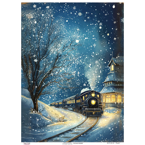 Декупажная карта Рождественский экспресс, №0900, 29,7x42см