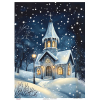 Декупажная карта Зимняя часовня, №0903, 29,7x42см