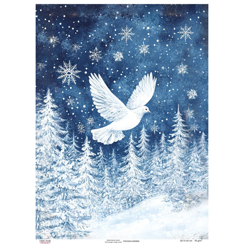 Декупажная карта Белая птица, №0904, 29,7x42см