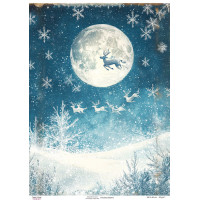 Декупажная карта Олени Санты, №0910, 29,7x42см