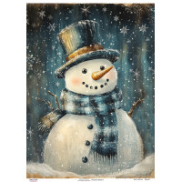 Декупажна картка Сніговик в капелюсі, №0913, 29,7×42 см  