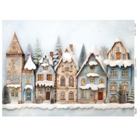Декупажна картка Засніжені будинки, №0934, 29,7×42 см  