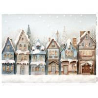 Декупажная карта Заснеженные дома-1, №0935, 29,7x42см