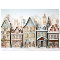 Декупажна картка Засніжені будинки-2, №0936, 29,7×42 см  
